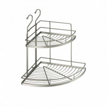 Полка угловая двухъярусная большая 320х320х440 мм, хром