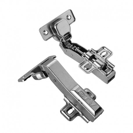 Петля угловая  45* с доводчиком+ монтажная планка CLIP GTV ZM-HCKT45-BE